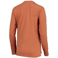 Women's Pressbox Heathered Texas Orange Longhorns Two-Hit Canyon Long Sleeve T-Shirt