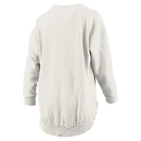 Women's Pressbox  Oatmeal Texas Longhorns Melange Poncho Vintage Fleece Long Sleeve Pullover Sweatshirt