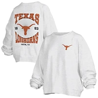 Women's Pressbox Oatmeal Texas Longhorns Waist Length Oversized Janise Melange Sweatshirt