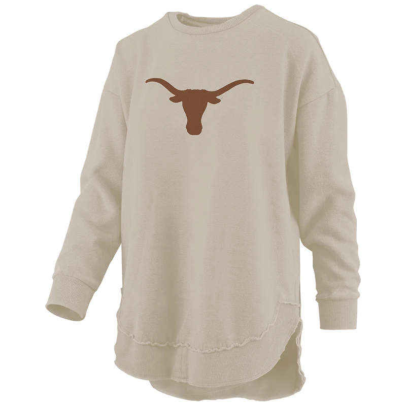 Women's Pressbox Tan Texas Longhorns Poncho Fleece Pullover Sweatshirt