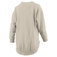 Women's Pressbox Tan Texas Longhorns Poncho Fleece Pullover Sweatshirt