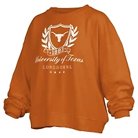 Women's Pressbox Texas Orange Longhorns Big Aug Script Janice Oversized Pullover Sweatshirt
