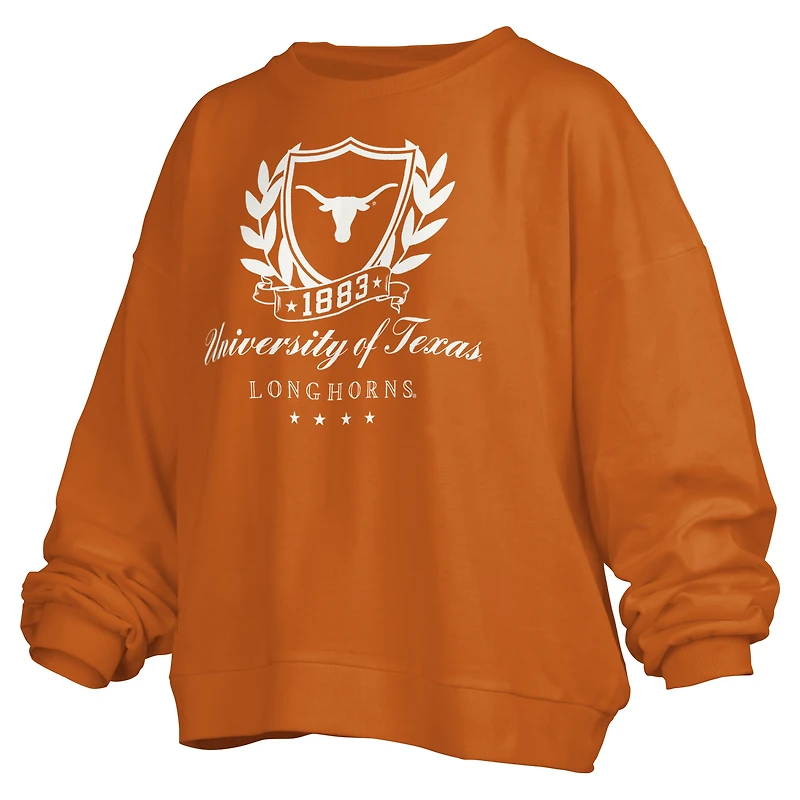 Sweat-shirt surdimensionné Pressbox Texas Orange Longhorns Big Aug Script Janice pour femme
