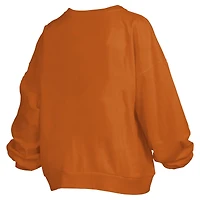 Women's Pressbox Texas Orange Longhorns Big Aug Script Janice Oversized Pullover Sweatshirt