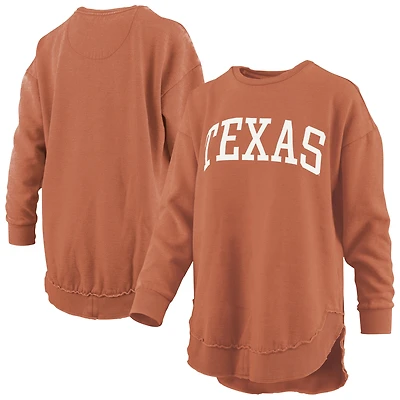 Sweat-shirt à manches longues en polaire vintage Pressbox Texas Orange Longhorns Melange Poncho pour femme