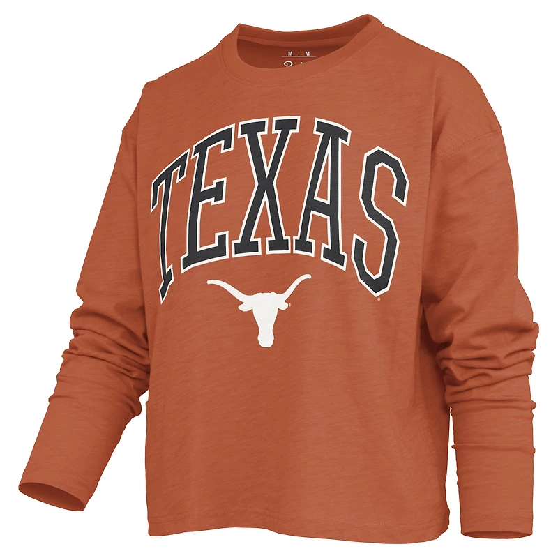 Women's Pressbox Texas Orange Longhorns Motley Boxy Waist-Length Long Sleeve T-Shirt
