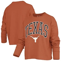 Women's Pressbox Texas Longhorns Motley Boxy Waist-Length Long Sleeve T-Shirt