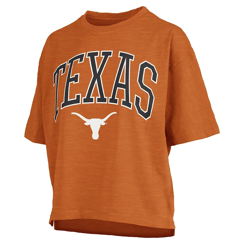 Women's Pressbox Texas Orange Longhorns Nelson Arch Over Logo Waist Length Oversized Slub T-Shirt