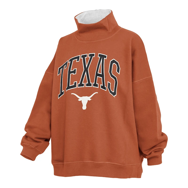 Women's Pressbox  Texas Orange Longhorns Oversized Mock Neck Sweatshirt