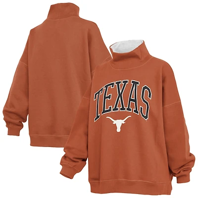 Women's Pressbox Texas Orange Longhorns Oversized Mock Neck Sweatshirt