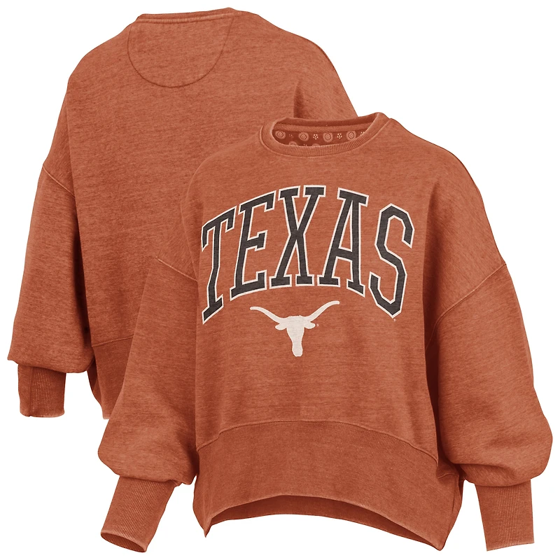 Women's Pressbox Texas Orange Longhorns Oversized Waist-Length Crewneck Sweatshirt