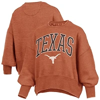 Women's Pressbox Texas Orange Longhorns Oversized Waist-Length Crewneck Sweatshirt