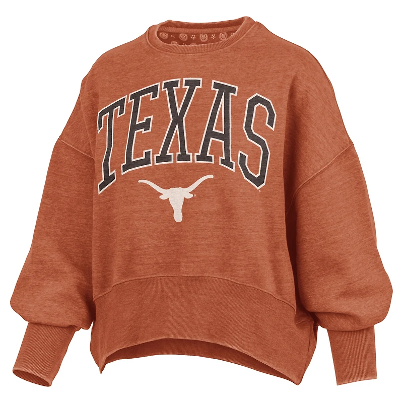 Women's Pressbox Texas Orange Longhorns Oversized Waist-Length Crewneck Sweatshirt
