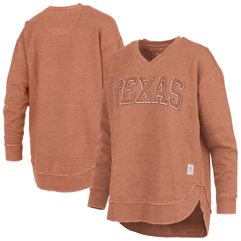 Sweat-shirt à col en V Westin Poncho Texas Orange Longhorns pour femme