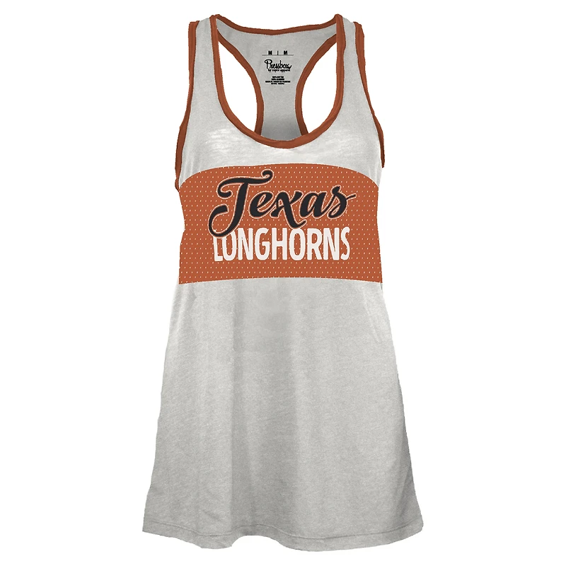 Women's Pressbox White/Burnt Orange Texas Longhorns Tracy Racerback Burnout Tank Top