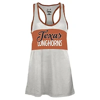 Women's Pressbox White/Burnt Orange Texas Longhorns Tracy Racerback Burnout Tank Top