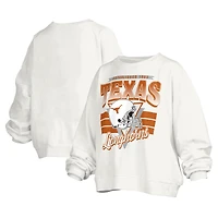 Sweat-shirt surdimensionné à logo rétro Janice des Texas Longhorns pour femme Pressbox White
