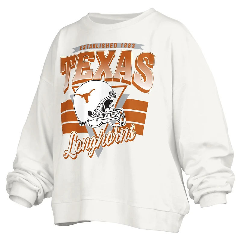 Sweat-shirt surdimensionné à logo rétro Janice des Texas Longhorns pour femme Pressbox White