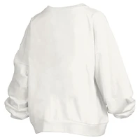 Women's Pressbox White Texas Longhorns Janise Arch Over Logo Waist Length Oversized Pullover Sweatshirt