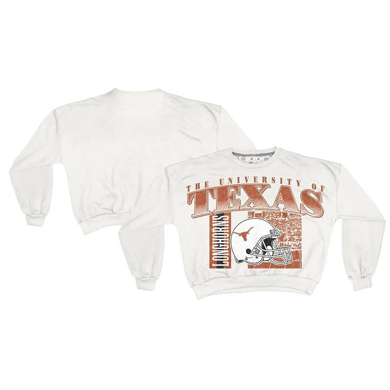 Sweat-shirt rétro surdimensionné Janice blanc Texas Longhorns pour femme Pressbox