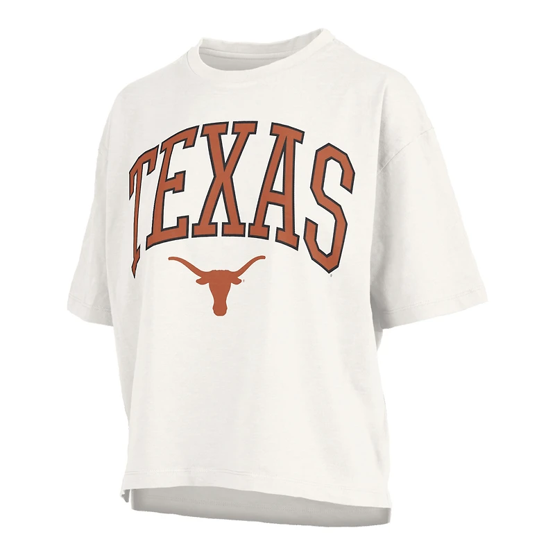 Women's Pressbox White Texas Longhorns Plus Nelson Motley Crew Oversized Slub T-Shirt