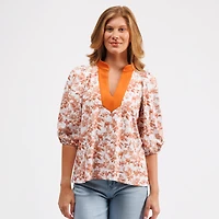Haut à col en V Eliza des Texas Longhorns, couleur orange brûlé, de Smith & Quinn (femme)