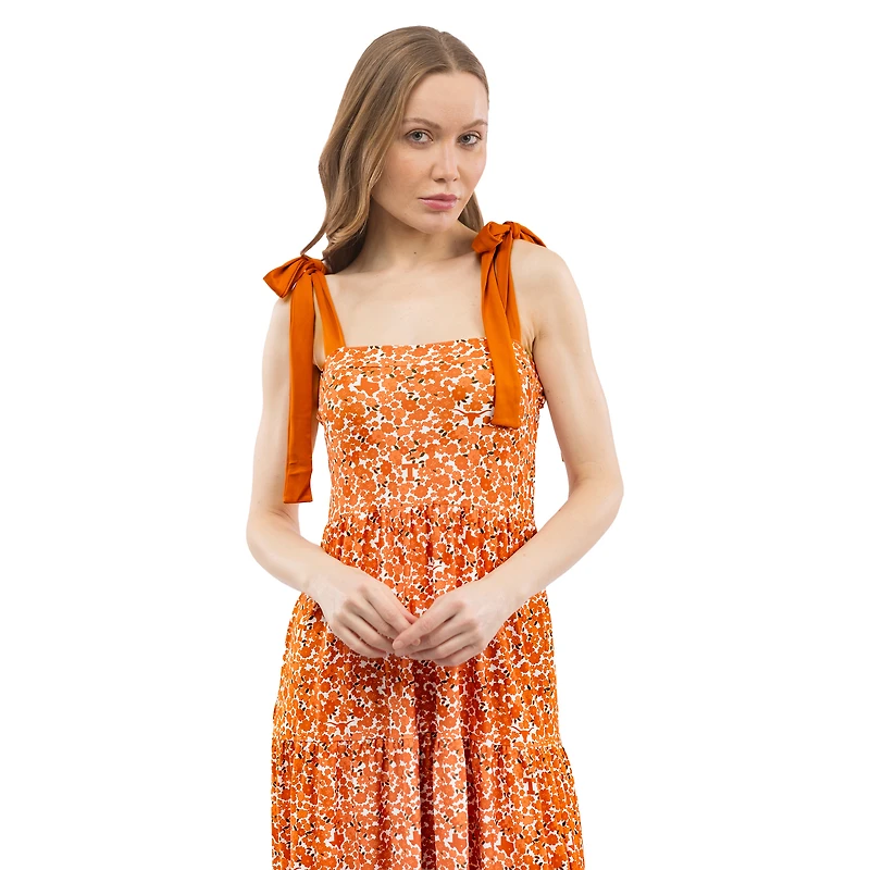 Women's Smith & Quinn Orange Texas Longhorns Tied Shoulder Tiered Maxi Dress