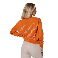 Pull brodé Texas Orange Longhorns Love Note pour femme