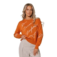Pull brodé Texas Orange Longhorns Love Note pour femme