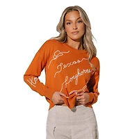 Pull brodé Texas Orange Longhorns Love Note pour femme