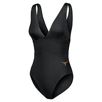 Maillot de bain une pièce moderne à col en V pour femme Tommy Bahama noir Texas Longhorns Palm