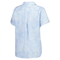Chemise boutonnée Tommy Bahama pour femmes Texas Longhorns Legacy Leaves Camp bleu clair
