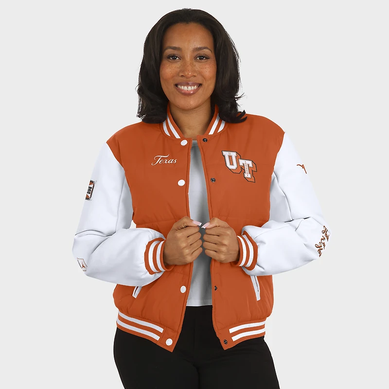 Women's WEAR by Erin Andrews  Burnt Orange Texas Longhorns Varsity Puffer Jacket
