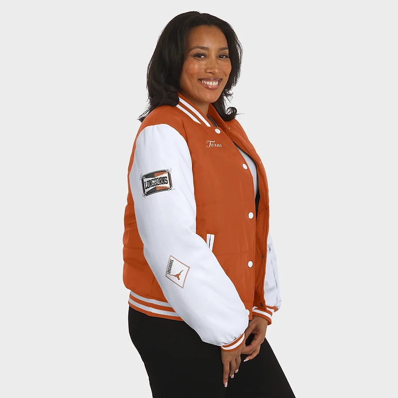 Women's WEAR by Erin Andrews Burnt Orange Texas Longhorns Varsity Puffer Jacket