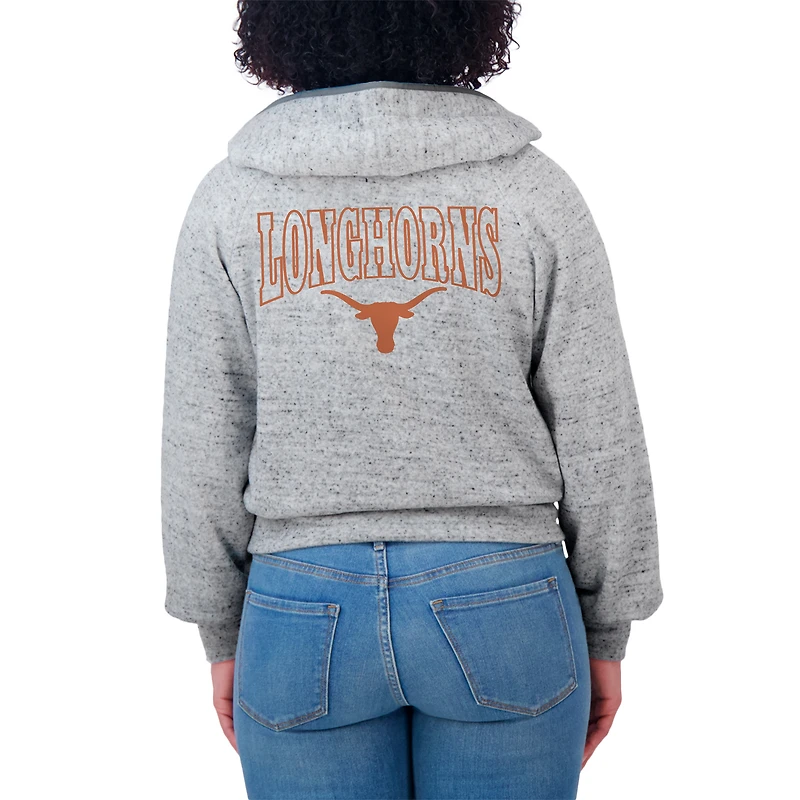 Sweat à capuche zippé double-hit raglan Speckle pour femme Wear by Erin Andrews Heather Gray Texas Longhorns