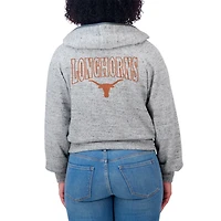 Sweat à capuche zippé double-hit raglan Speckle pour femme Wear by Erin Andrews Heather Gray Texas Longhorns