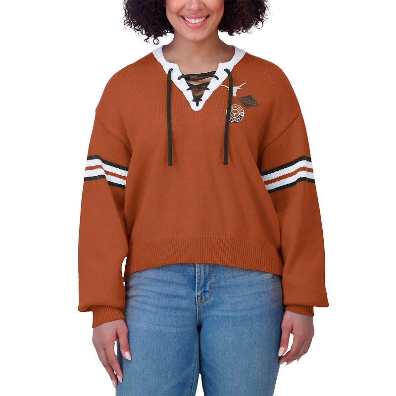 Pull à lacets Texas Longhorns Orange pour femme WEAR by Erin Andrews