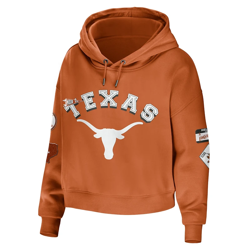 Women's WEAR by Erin Andrews Texas Orange Longhorns Sweat à capuche court en technique mixte