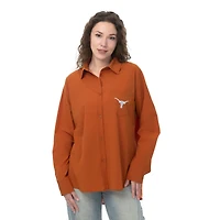 Chemise boutonnée extensible tissée orange brûlé Texas Longhorns ZooZatz pour femme
