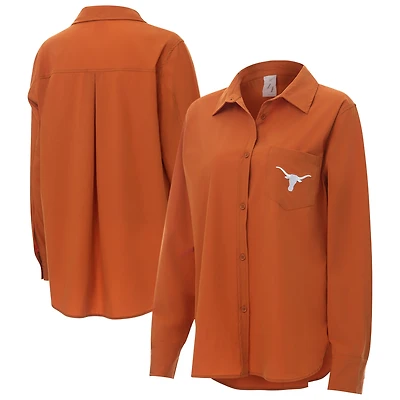 Chemise boutonnée extensible tissée orange brûlé Texas Longhorns ZooZatz pour femme