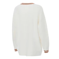 Women's ZooZatz Cream Texas Longhorns Striped Knit Button-Up Cardigan