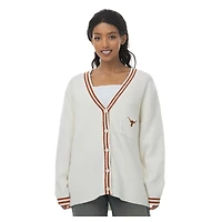 Cardigan boutonné en tricot rayé crème Texas Longhorns ZooZatz pour femme