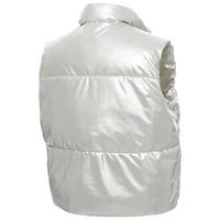 Women's ZooZatz Silver Texas Longhorns Metallic Cropped Full-Zip Sleeveless Puffer Vest