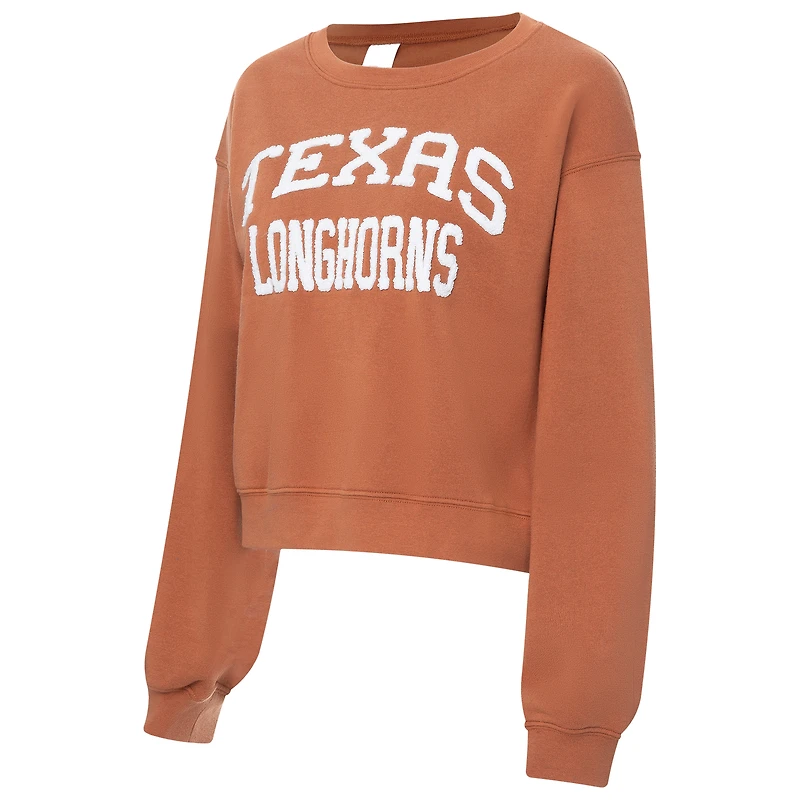 Women's ZooZatz Texas Orange Longhorns Chenille Cropped Sweatshirt