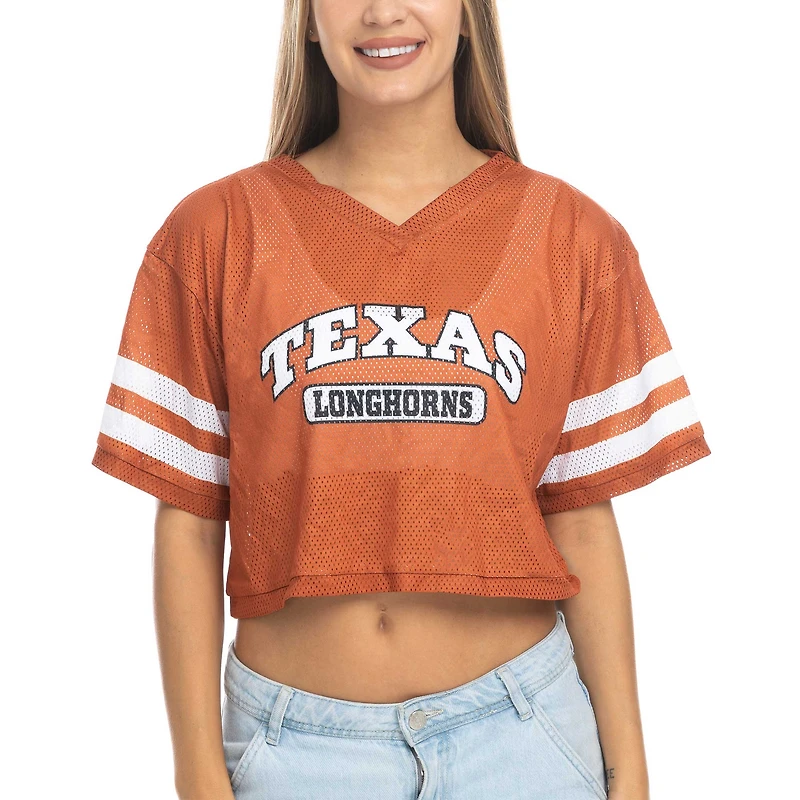 T-shirt court à col en V maille orange Texas Longhorns ZooZatz pour femme