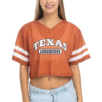 T-shirt court à col en V maille orange Texas Longhorns ZooZatz pour femme