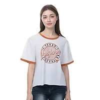 Women's ZooZatz  White Texas Longhorns Retro Ringer Tri-Blend T-Shirt