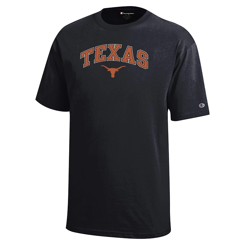 T-shirt noir avec logo Arch Over Texas Longhorns, champion des jeunes