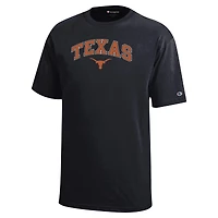 T-shirt noir avec logo Arch Over Texas Longhorns, champion des jeunes