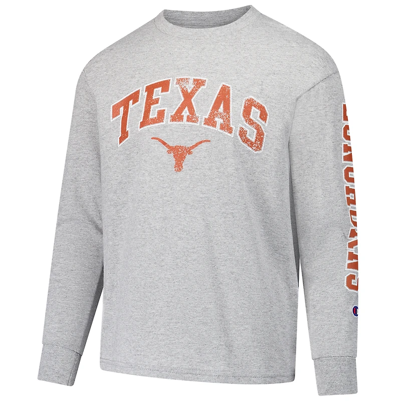 T-shirt à manches longues avec logo vieilli Texas Longhorns Champion des jeunes